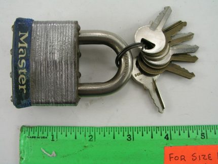 Padlock, Masterlock #5 with 7 keys Blue Master Lock