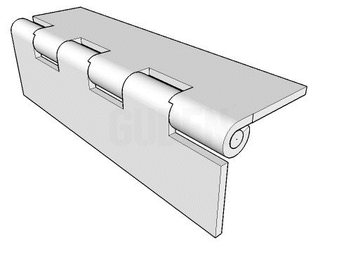 InsideStopHinge_w 17" Brass Plated Steel Continuous Piano Hinge with 90 Degree Inside Stop - Image 2