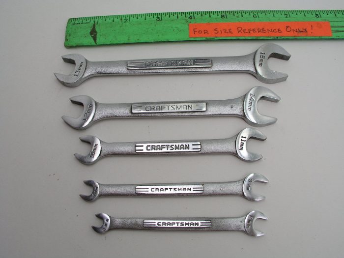 5pc Metric Double Open End Wrench Set, Craftsman 6mm-15mm - Image 3