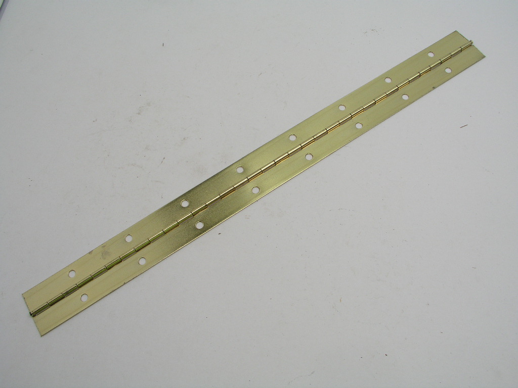 OLYMPUS DIGITAL CAMERA 17" Brass Plated Steel Continuous Piano Hinge with 90 Degree Inside Stop - Image 1