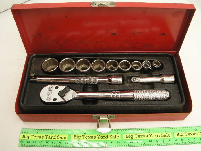 Vintage Proto Big Dawg 3/8" Drive Socket Set in Metal Case - Image 1