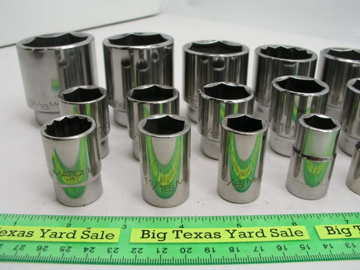 19pc Matco 1/2" Drive Inch Size Socket Set - Image 4
