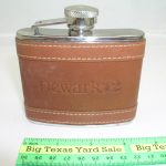 Leather Clad Polished Stainless Steel Hip Flask Dewars