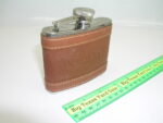 Leather Clad Polished Stainless Steel Hip Flask Dewars - Image 2