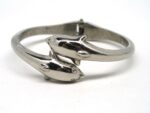 Dolphins 925 Sterling Silver Hinged Cuff Bracelet