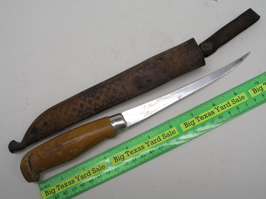 OLYMPUS DIGITAL CAMERA Rapala Filet Knife Signed J Marttiini Finland and Leather Sheith 6-1/4" - Image 1