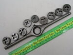 10 pc Vintage J.M. Carpenter Die Handle With Dies