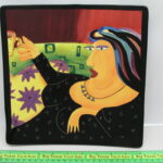 2004 Lady With Coffee Display Plate by Mary Naylor Designs